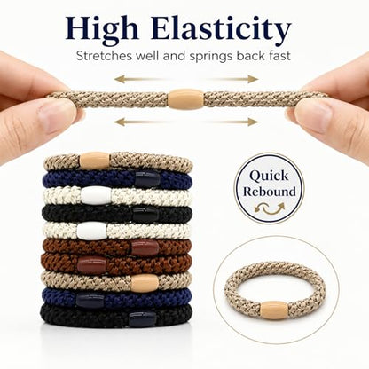10-Piece Hair Ties: Soft Knitted Hair Tie for Thick/Coarse/Curly Hair. Gentle Hair Ties No Damage—Secure & Protect Strands (Classic) - color: Classic