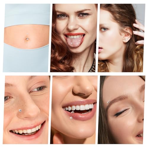 36Pcs Clear Piercing Retainers Plastic Piercings for Surgery Nose Rings Studs Tongue Belly Ring Septum Eyebrow Nipple Lip Labret Tragus Cartilage Earring Industrial Bar for Work