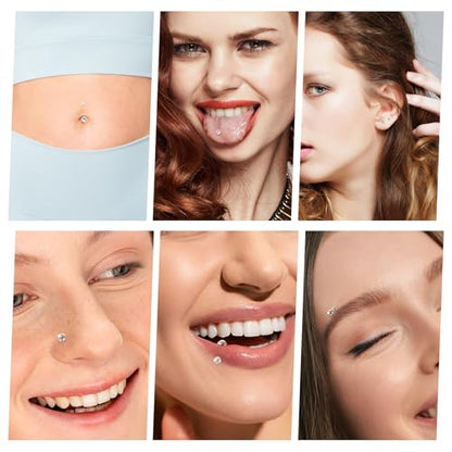 36Pcs Clear Piercing Retainers Plastic Piercings for Surgery Nose Rings Studs Tongue Belly Ring Septum Eyebrow Nipple Lip Labret Tragus Cartilage Earring Industrial Bar for Work