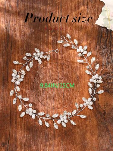 Asooll Bridal Hair Vine Silver Wedding Hair Accessories Rhinestone Headpiece for Women