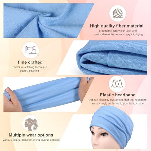 DiyJibb Headbands for Women, 7PCS Wide Cloth Hair Bands for Workout, Yoga, Skincare & Daily Wear, Soft & Stretchy - color: Black, white, navy blue, blue, light grey, dark pink, light pink