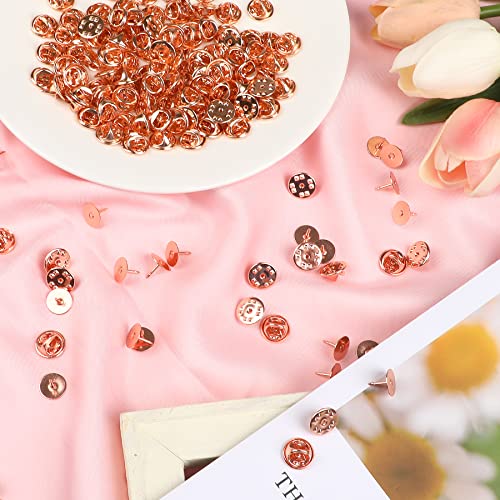JANYUN 120 Pairs Butterfly Clutch Tie Tacks,Blank Pin Clasp Back | Rose Gold,Metal Holder Lock Backings,Replacement with 8mm Length 10mm Width Blank Pins for Brooch Lapel Enamel Craft Ma - color: Rose Gold, size: 10mm