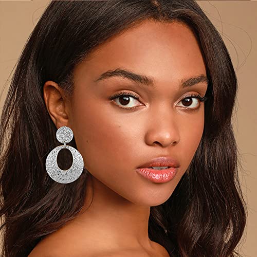 Matte Gold Silver Large Clip On Earrings for Women Statement Earrings - color: Clip f