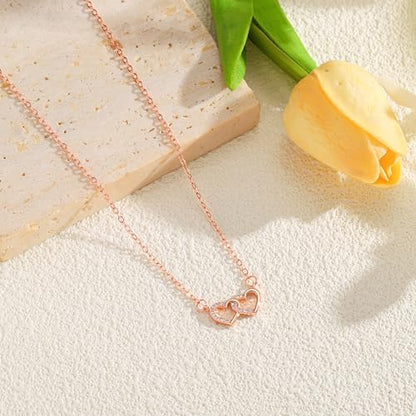 Starain Sunflower Necklaces for Women 14K Gold Plated Rotate Sunflower Pendant Necklace Cute Fun Necklaces 18 inch - color: G-Rose Gold Heart