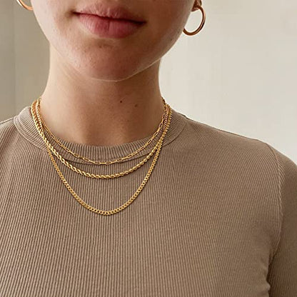 CHESKY 14K Gold Plated Layered Chain Necklace for Women | Trendy Cuban Link Chain, Chunky Paperclip Chain, Toggle Clasp Necklace, Fashion Gold Jewelry, Daily Gift for Women - style: Paperclip/Rope/Cuban-GD