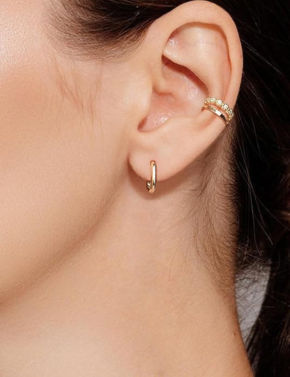 Gold and Silver Hoop Earrings for Women Small Huggie Earrings Hoops | Lightweight Hypoallergenic Hoop Earrings Set for Women Gifts - color: u-shaped hoop