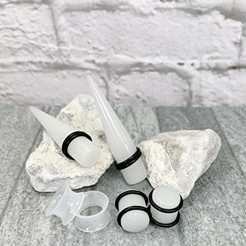 BodyJ4You 54PC Ear Stretching Kit 14G-12mm - Aftercare Jojoba Oil - Acrylic Plugs Gauge Tapers Silicone Tunnels - Lightweight Expanders Men Women - color: Glow in the Dark