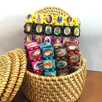 yantu Elastic Strechable Wooden Small Panel Bracelet with Images of Religious Saints, Jesus and Rosary