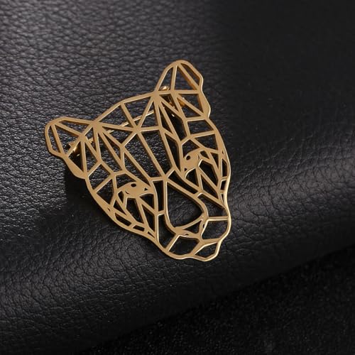 Large-sized Gold Color Phoenix Bird Brooch Wolf and Lion Brooch and Pin - style: Leopard