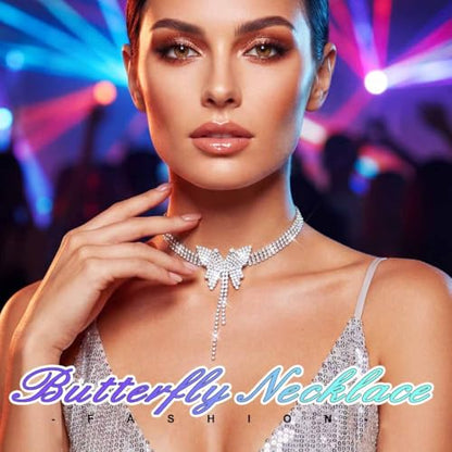 JEAIRTS Rhinestone Choker Necklace Silver Diamond Chain Jewerly for Women | Sparkly Multi-row Crystal Chokers Women's Wedding Prom Formal Jewelry Accessories - color: Style 2