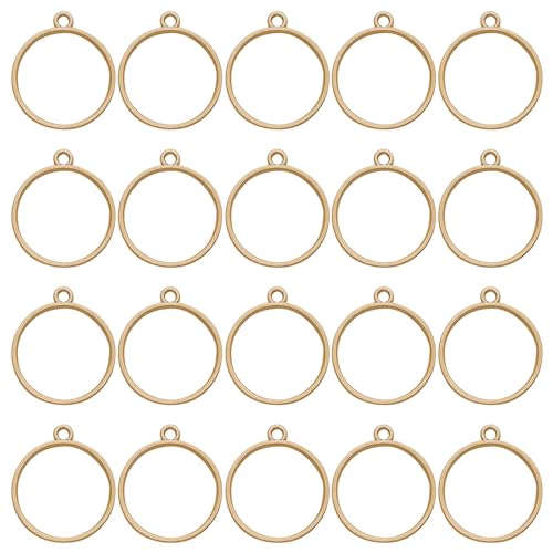 Oubaka Open Bezels for Resin,50pcs Hollow Frame Pendants Round Open Frame Pendant Opens Bezel Pendants Blank Resin Pendant for Jewelry Making,DIY Resins Crafts(K Gold) - color: K Gold;Round