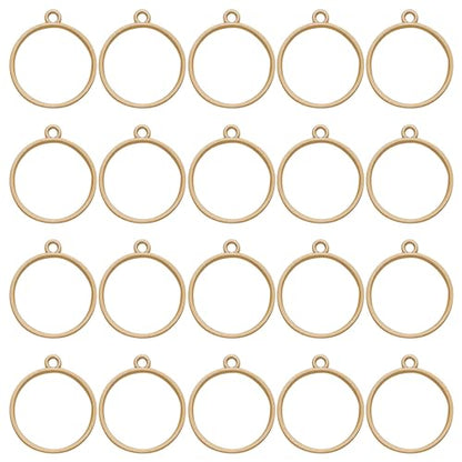 Oubaka Open Bezels for Resin,50pcs Hollow Frame Pendants Round Open Frame Pendant Opens Bezel Pendants Blank Resin Pendant for Jewelry Making,DIY Resins Crafts(K Gold) - color: K Gold;Round