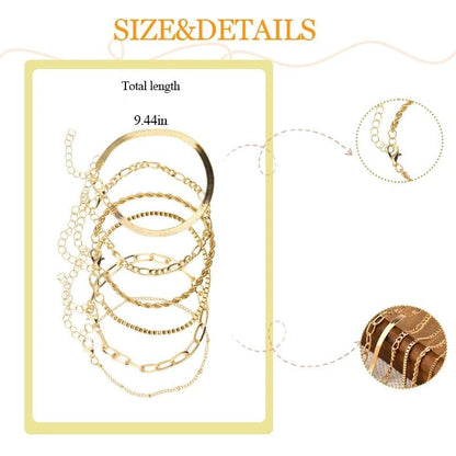 Gold Bracelets for Women Stackable Herringbone Chain Paperclip Link Satellite Tennis Chain Bracelet Adjustable Twisted Rope Link Layer Bracelets Set for Women Fashion Gold Jewelry Gifts