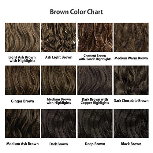 REECHO 24" 1-Pack 3/4 Full Head Curly Wave Clips in on Synthetic Hair Extensions HE008 Hairpieces for Women 5 Clips per Piece-Black Brown - color: Black Brown, size: 24 Inch (Pack of 1)