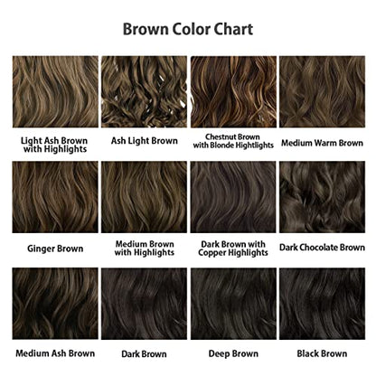 REECHO 24" 1-Pack 3/4 Full Head Curly Wave Clips in on Synthetic Hair Extensions HE008 Hairpieces for Women 5 Clips per Piece-Black Brown - color: Black Brown, size: 24 Inch (Pack of 1)