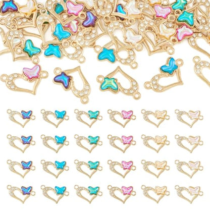 Elecrelive Crystal Heart Charms Rhinestone Heart Pendants Valentine Charms for Necklace Bracelet Earring Wedding Jewelry - color: 6 Colors Butterfly
