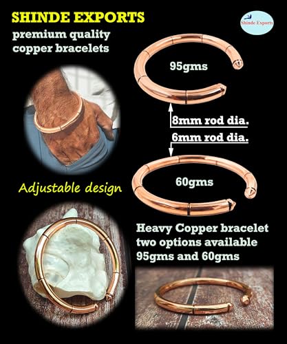 SHINDE EXPORTS pure copper bracelets cuf kada bangle for men and women - style: Heavy 95gms with notches