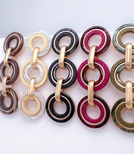 Ozel - Natural Wooden Acrylic Boho Drop Dangle Earrings for Women - Geometric Statement Jewellery - Brown, Black, Magent Red, Olive Green, White beige - color: 3Circle_Brown