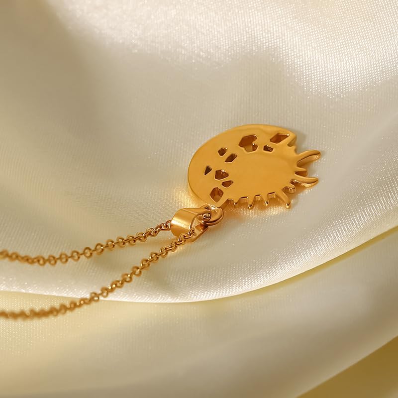 Unisex Celestial Gold Pendant Necklaces, Sun/Moon/Star/Angle Celestial Elements Unisex Choker Gold Lover Chains for Men and Women Jewelry - color: Gold Chain - Sun & Moon & Star