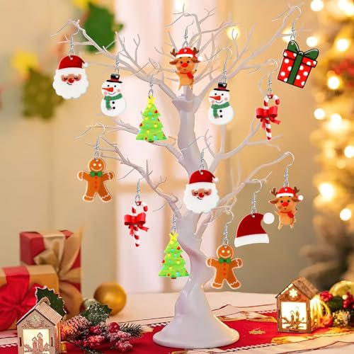 8 Pairs Christmas Acrylic Earrings for Women Xmas Dangle Jewelry | Santa Claus Tree Snowman Dangle Earrings, Christmas Holiday Jewelry Gifts Party Accessories, Lightweight Acrylic, Double Side - style: Christmas