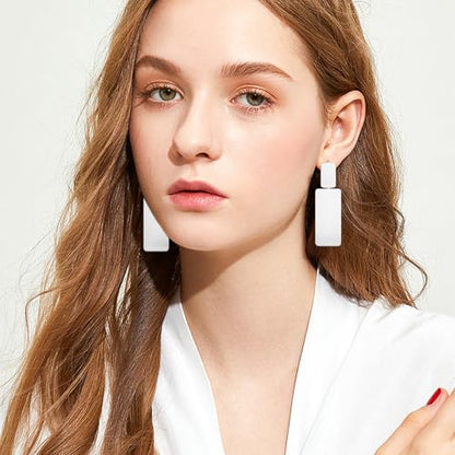 Gold Drop Dangle Earrings Long Geometric Dangle Earrings for Women Statement Jewelry Gifts - color: Dangle A Silver