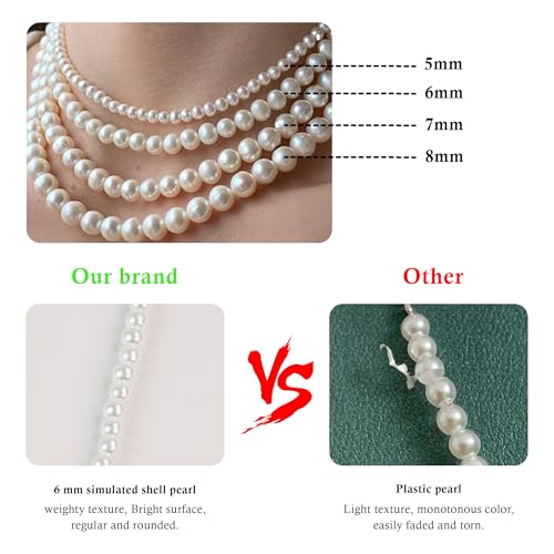 Trinckle Pearl Necklaces for Women, Pearl Choker Dainty Pendant Necklace | White Pendant Choker for Teen Girls, Layered Daisy Jewelry, Wedding Strands for Bride Bridesmaids as Beach Summer Accessories - style: White necklace