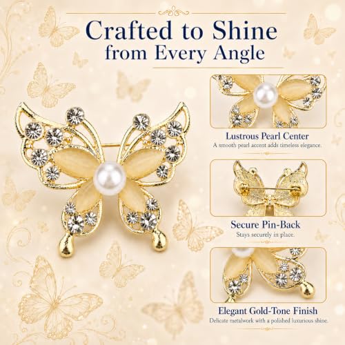 Brooch Pin for Women Rhinestone Peacock Crystal Delicate Animal Brooch Lapel Pins Girls Fashion Jewelry Gift for Christmas Brooch Birthday Jewelry Gift - style: Single butterfly