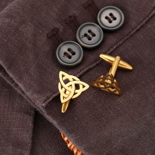 Men's Cufflinks Celtic Knot Cufflink Charm Stainless Steel Cutout Design Shirt Cuff Buttons for Husband - color: silver