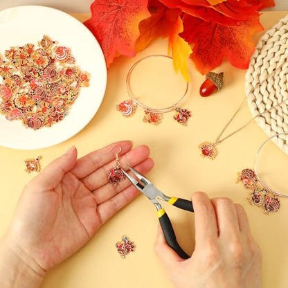 60Pcs Thanksgiving Turkey Charms, Fall Charms for Jewelry Making | Enamel Metal, Thanksgiving DIY Crafts, Earring Necklace Bracelet Making, Autumn Jewelry Pendants - style: Turkey Charms