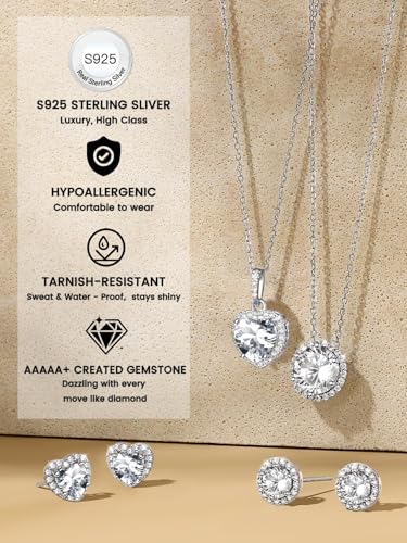 Bestyle Sparkling 925 Sterling Silver Birthstone Stud Earrings for Women, Heart/Round/Teardrop/Square Solitaire Diamond Studs Earrings, Great Birthday/Christmas Gifts - style: 04. White Diamond-April-heart
