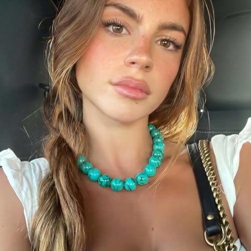Chunky Beaded Necklace for Women, Colorful Trendy Statement Summer Jewelry Gift - color: necklace-15