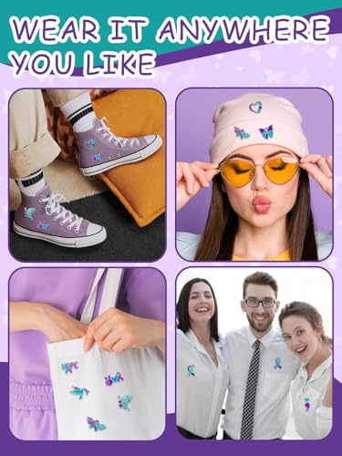 JUNEBRUSHS 28pcs Suicide Prevention Awareness Pins Purple Teal Ribbon Lapel Pins for Suicide Prevention Awareness Teens Adults Children Party Event Favors Decor Accessories - style: Suicide Prevention Awareness Style