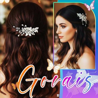 Gorais Bride Wedding Hair Vine Pearl Bridal Headpieces Leaf Hair Accessories for Women and Girls - color: a-silver