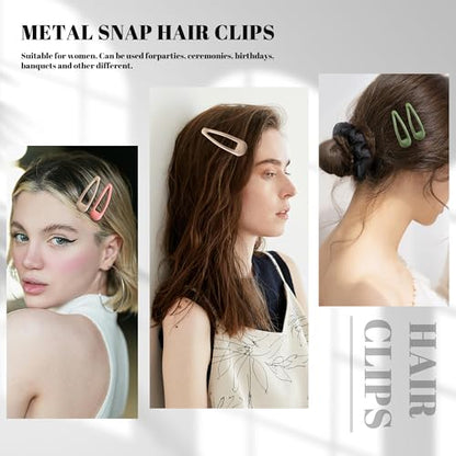 20 PCS Metal Snap Hair Clips Water Drop No Slip Barrettes for Women Bright Small Hair Clips For Thick And Thin Fine Hair,Green Blue Gray Pink Beige,1.97 x 0.5 In. - color: Green Blue Gray Pink Beige