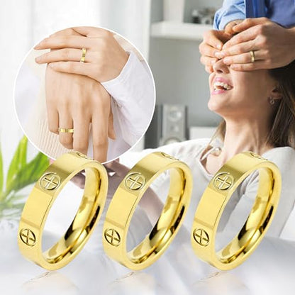 YCSLYW Ladies Stainless Steel Ring Love Friendship Ring Golden high polishing, low allergy Wedding Jewelry Valentine's Day Birthday Gift, 5-10 - color: Gold, size: 7