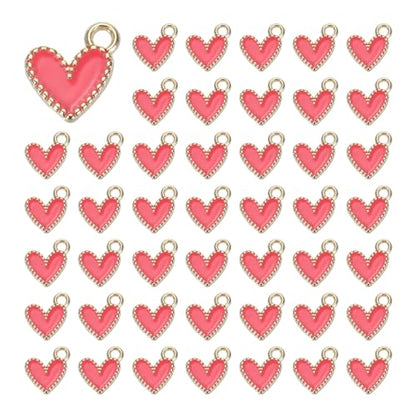 MECCANIXITY Enamel Alloy Heart Charm,Valentine Heart Pendants Love Jewelry Making Charm for DIY Necklace Bracelet Earrings Keychain - color: Rose Red