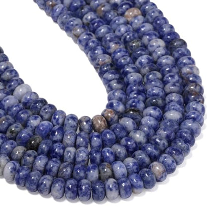 Songxi 5x8mm Natural Blue Sodalite Stone Rondelle Beads, 75PCS Spacer Round Loose Abacus Beads for Jewelry Making, Gemstone for Bracelet Necklace Earrings, Arts and Crafts - color: Blue Sodalite