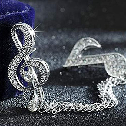 2 Pack Men's Music Note Mark Brooch Lapel Pin Badge Hanging Chains Collar Brooches Pin for Career Suit Tuxedo of Shirts Tie Hat Scarf for Boyfriend Father Birthday Gift Gold/Silver
