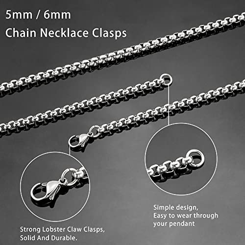 Square Rolo Chain Necklace Stainless Steel Round Box Necklace for Men & Women - size: 24 Inches, style: 6 mm Wide