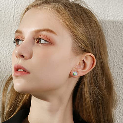 Dragon Earrings Sterling Silver Stud Hypoallergenic Birthstone Crystal Dragon Earrings for Women - color: 08-Aug