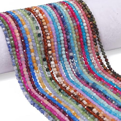 90pcs 4mm Natural Australian Zebra Gemstone Beads Faceted Round Loose Stone Beads for Jewelry Making - color: Australian Zebra, size: 3.7-4.2mm