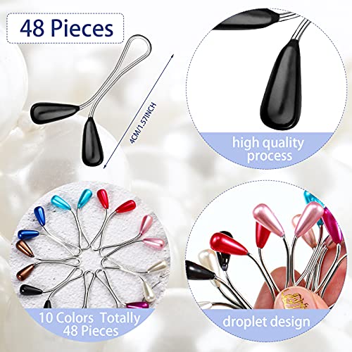 48 Pieces Hijab Pins for Women Muslim Faux Pearl Clips U Shaped DIY Boutonniere Alloy Decorative Brooch Safety Scarf Hijab Pins for Wedding Dress Accessories