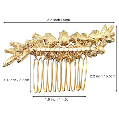 Bridal Crystal Hair Accessories Small Wedding Gold Hair Piece with Comb for Women Girls (Red) - color: Red