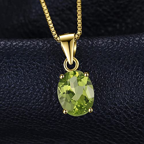 JewelryPalace Natural Gemstone Garnet Peridot Amethyst Citrine Blue Topaz Birthstone Solitaire Pendant Necklace Jewelry Set, 14k Gold Plated 925 Sterling Silver Necklaces for Women, 18 Inch Box chain - color: K-Yellow Gold Plated-Peridot