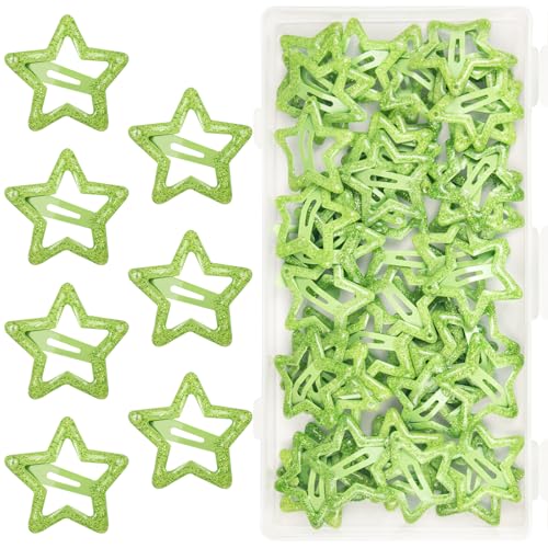 70 Pcs Metal Glitter Snap Hair Clips for Women,Small Snap Barrettes for Women Girls Thick Fine Hair (Green) - color: Green