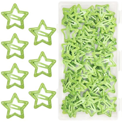 70 Pcs Metal Glitter Snap Hair Clips for Women,Small Snap Barrettes for Women Girls Thick Fine Hair (Green) - color: Green