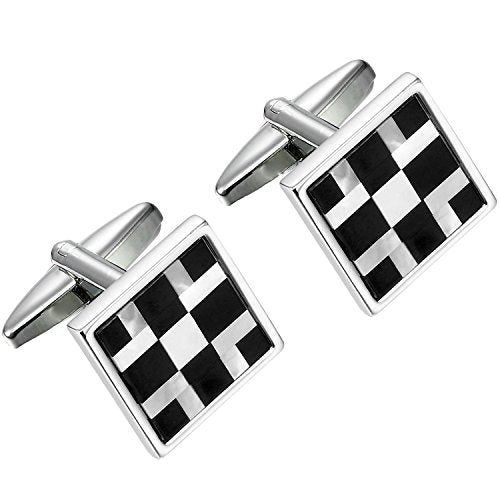 Urban Jewelry Mens Stainless Steel Nautical Knot Cufflinks Formal Wear | Nautical Cufflinks Stainless Steel Rust Resistant Finish Formal Wear Essential Business Style Essential Design - color: Onyx & Real Shell Men's Cufflinks