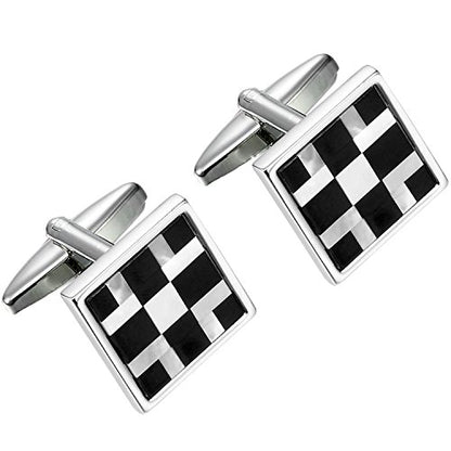 Urban Jewelry Mens Stainless Steel Nautical Knot Cufflinks Formal Wear | Nautical Cufflinks Stainless Steel Rust Resistant Finish Formal Wear Essential Business Style Essential Design - color: Onyx & Real Shell Men's Cufflinks