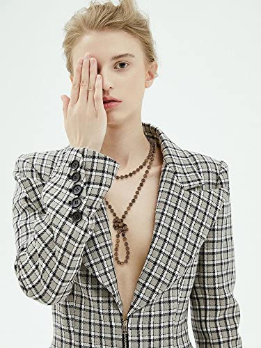 Firstmeet Fashion Natural Round Wood Beads 60'' Long Strand Art Deco Necklace for Women - color: A