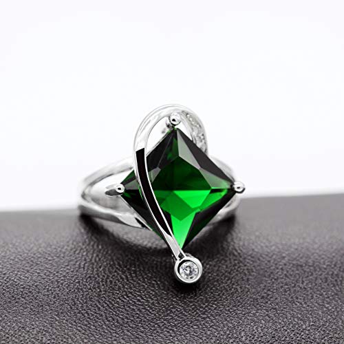 Uloveido Charm Created Topaz Big Square Crystal Necklace Matching Stud Earrings Rings Jewelry Set T295 - color: Green